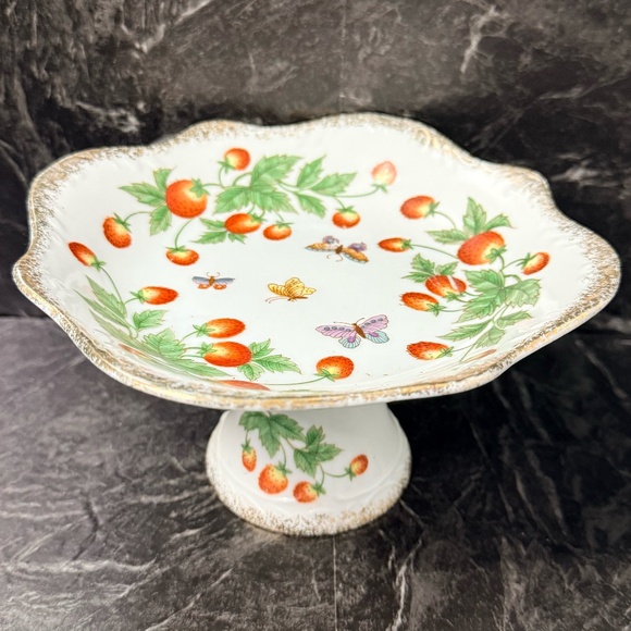 NORLEANS Cake Stand with Strawberries and Butterflies - Picture 1 of 14